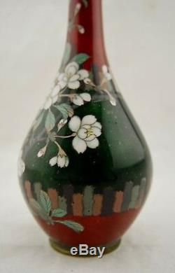 Meiji Japanese cloisonne jippo and ginbari enamelled Sakura Blossom vase