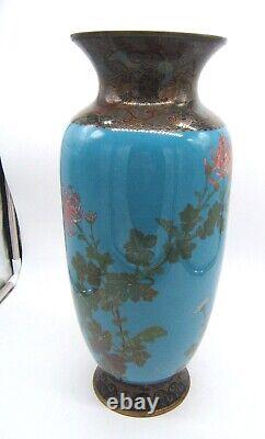 Meiji Large Japanese Cloisonne Vase Fine Quality 15 High