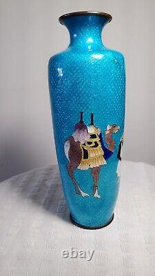 Meiji Period 7inch Japanese GinBari Cloisonne Arab Arabian RARE Mid-East Vase