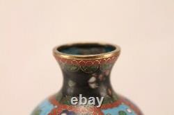 Meiji Period Japanese Brass Wire Miniature Cloisonné Vase