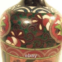 Meiji Period Japanese Silver Wire Cloisonne Vase with 19th C Vantine Label 9.5