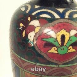 Meiji Period Japanese Silver Wire Cloisonne Vase with 19th C Vantine Label 9.5