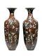 Meji Japanese Cloisonne Vases Depicting Sakura - 34 In, 86 Cm