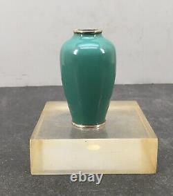 Miniature Japanese Meiji Silver Rimmed Cloisonne Vase