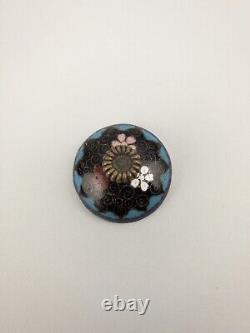 Miniature Meiji 19thc Antique Japanese Cloisonne Jar Ginbari Flowers