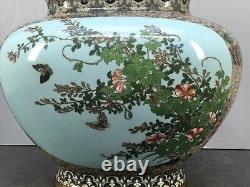 Museum Japanese Meiji Silver Wire & Witreless Cloisonne Vase