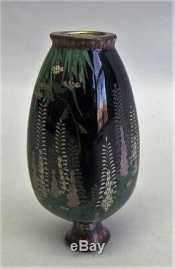 Museum Quality JAPANESE MEIJI-ERA Miniature 3 Cloisonne Vase with Wisteria Decor