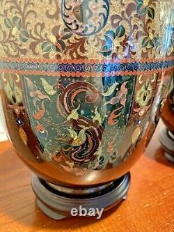 Museum Quality Pair Of Antique Japanese Meiji Cloisonne Vases Circa 1870