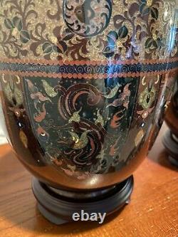Museum Quality Pair Of Antique Japanese Meiji Cloisonne Vases Circa 1870