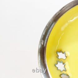 Old or Antique Japanese Silver Mounted Yellow Cloisonne Enamel Koro/Lidded Jar