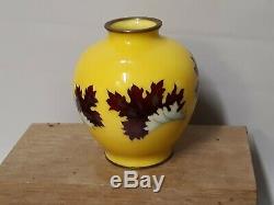 Old or Antique Japanese Yellow Cloisonne Vase