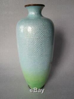 Original Antique Japanese Ginbari Silver Foil Cloisonne Floral Design Vase 9.5
