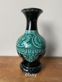 Ota Hiroaki Japanese Cloisonne Vase Silver Wire/Rims Signed With Original Papers