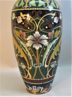 Outstanding Colorful JAPANESE MEIJI ART NOUVEAU Cloisonne Vase c. 1900 antique