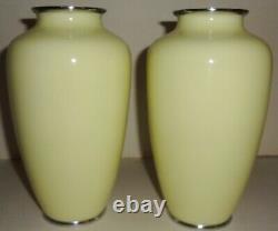 Outstanding PAIR of JAPANESE CLOISONNE unsigned ANDO JUBEI 7 floral VASES- MINT