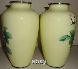 Outstanding PAIR of JAPANESE CLOISONNE unsigned ANDO JUBEI 7 floral VASES- MINT