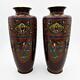 Pair Ando Japanese Meiji Period Cloisonne Vases Dragon & Phoenix C1890 9 ½