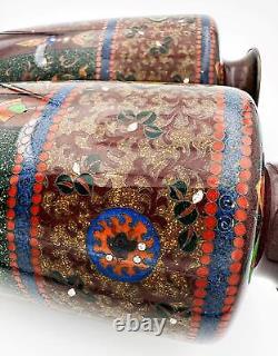 PAIR ANDO JAPANESE MEIJI PERIOD CLOISONNE VASES DRAGON & PHOENIX c1890 9 ½