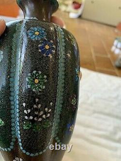 PAIR Antique Japanese Cloisonne Melon Vases 6.5