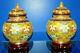 Pair Of Cloisonne Jars / Vases 9.5 With Stands-porcelain Asian Oriental Japanese