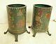Pair Japanese Cloisonne Cylinder Or Brush Pots On Stands 1840s