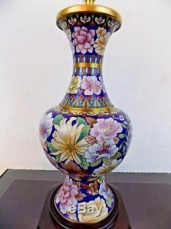 Pair Of 28 Chinese Cloisonne Vase Lamps Japanese Asian Oriental Porcelain