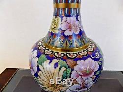 Pair Of 28 Chinese Cloisonne Vase Lamps Japanese Asian Oriental Porcelain