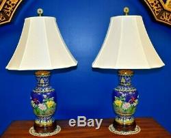 Pair Of 30 Cloisonne Vase Lamps- Porcelain Chinese/japanese Asian Oriental
