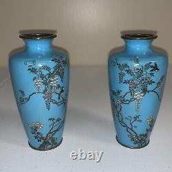 Pair Of Antique Japanese Cloisonne Vases