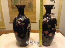 Pair Of Large Japanese Meji Cloisonne Vases