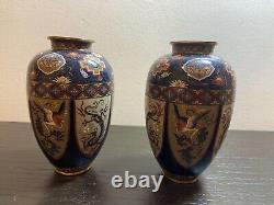 Pair Of Superb Japanese Meiji Period Cloisonné Vases, Attributed to Namikawa