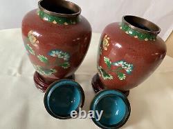 Pair Of Vintage Chinese Cloisonne VASE With Lid