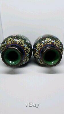 Pair meiji period gold stone and Phoenix japanese cloisonne vases