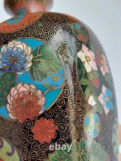 Pair of 19th Century Meiji Period Cloisonne Hexagon Vases, 6 As Found
