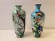 Pair Of Antique Japanese Ginbari Cloisonné Enamel Vases / Meiji Period. H 7