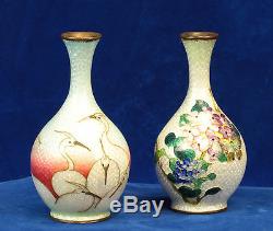 Pair of Antique Japanese Ginbari Cloisonné Enamel Vases- Meiji Period- Marked