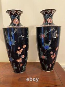 Pair of Antique Japanese Meiji Cloisonne Vases