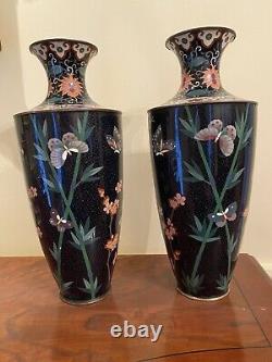Pair of Antique Japanese Meiji Cloisonne Vases