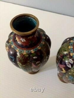 Pair of Antique Japanese Meiji Era Cloisonne Vases