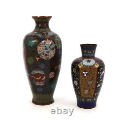 Pair of Antique Japanese Meiji Era Nagoya Cloisonné Vases 19th Century Good Cond