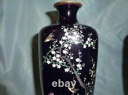 Pair of Antique Japanese cloisonne vases artist signed, Meiji Period