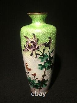 Pair of Japanese Ginbari foil enamelled vases c1900