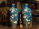 Pair Of Japanese Meiji Vases Wired Cloisonné Maple Tree Daisies Exc Cond