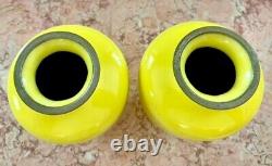 Pair of Yellow Japanese Cloisonne Vases