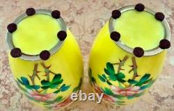 Pair of Yellow Japanese Cloisonne Vases