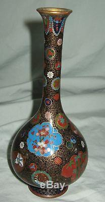 Pr Fine Antique Japanese Cloisonne Vases Bottle Form