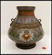 Pre 1900 Old Japanese Champleve Enameled Lotus Vase 7