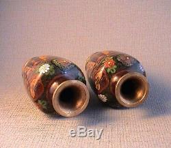Quality Miniature Pair of Miniature Japanese Meiji period Cloisonne Vases
