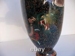RARE Huge Dragon Japanese Cloisonne Vase Antique Meiji Vase Enamel Vase 12inch