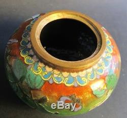 Rare 19th C. Meiji Japanese Cloisonne & Foil Lidded Vase c. 1890 MINT antique